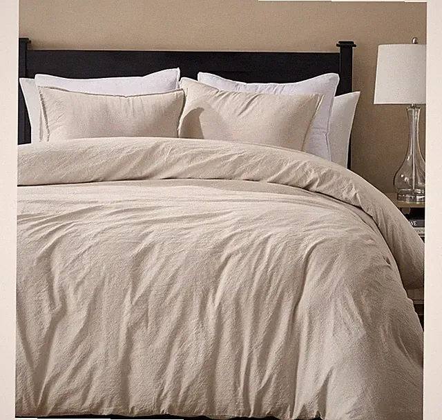 ‼️$10‼️NEW‼️King Jacquard Duvet Cover Set Beige Polyester Zip w/ Pillow Shams