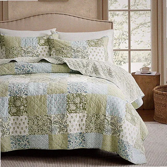 100% Cotton Reversible Patchwork Quilt California Cal King Size, Oversized Farmh