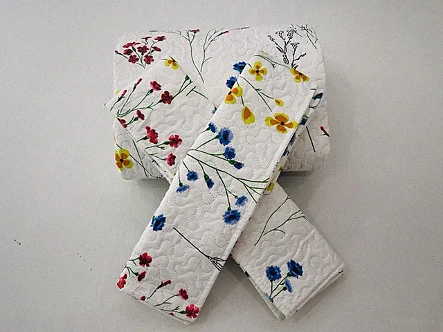 3-Piece Queen Size Printed Multi Color Quilt Set Flower