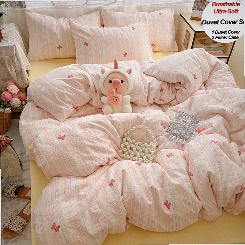 Cute Duvet Cover Set 3Pc Breathable Ultra-Soft Bedding 1Duvet Cover 2Pillowcases