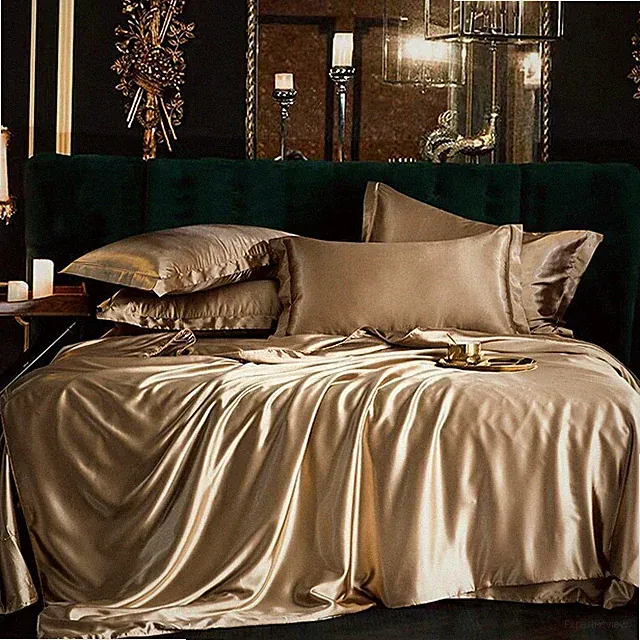 Luxury Solid Color Bedding Set Soft Quilt Cover Bed Sheet Pillowcases Bedclothes