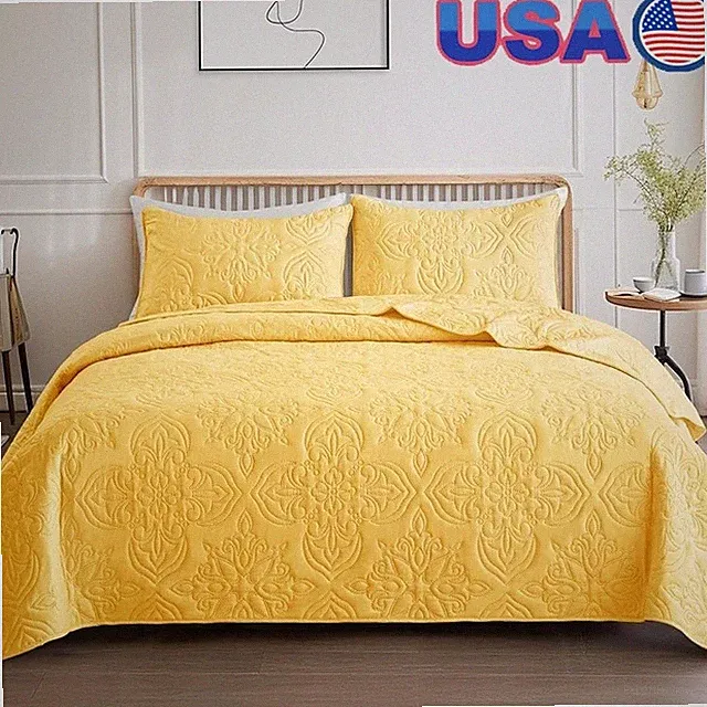 Ultrasonic Quilt Set Soft Microfiber Breathable Lightweight Cozy Bed Cover New
