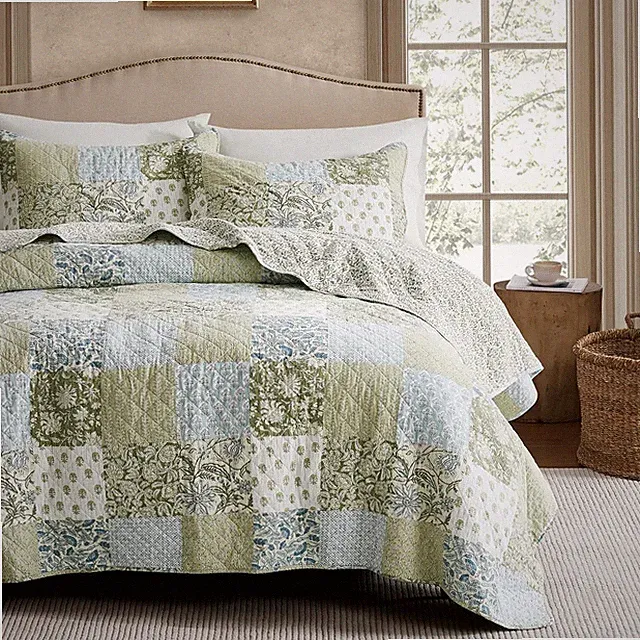 WDCOZY 100% Cotton Reversible Patchwork Quilt California Cal King Size, Oversize