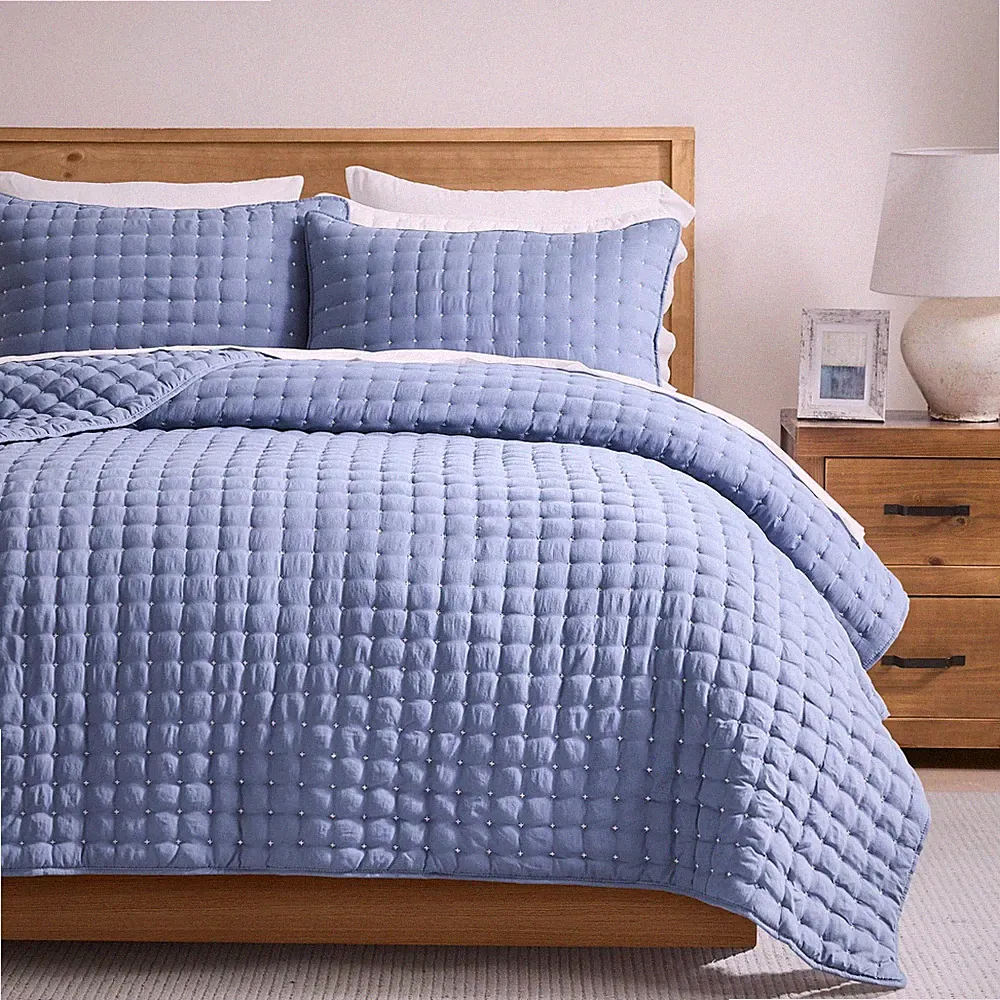 WDCOZY Blue Queen Size Quilt Bedding Sets with Pillow Shams, Lightweight Soft...