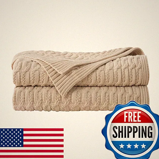 Wdcozy Cable Knit Throw Blanket Super Soft Warm Lightweight Knitted Jacquard