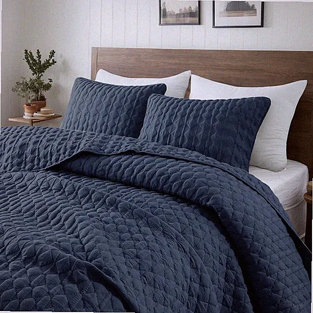 WDCOZY Cal King Quilt 3pc 116x106 Navy