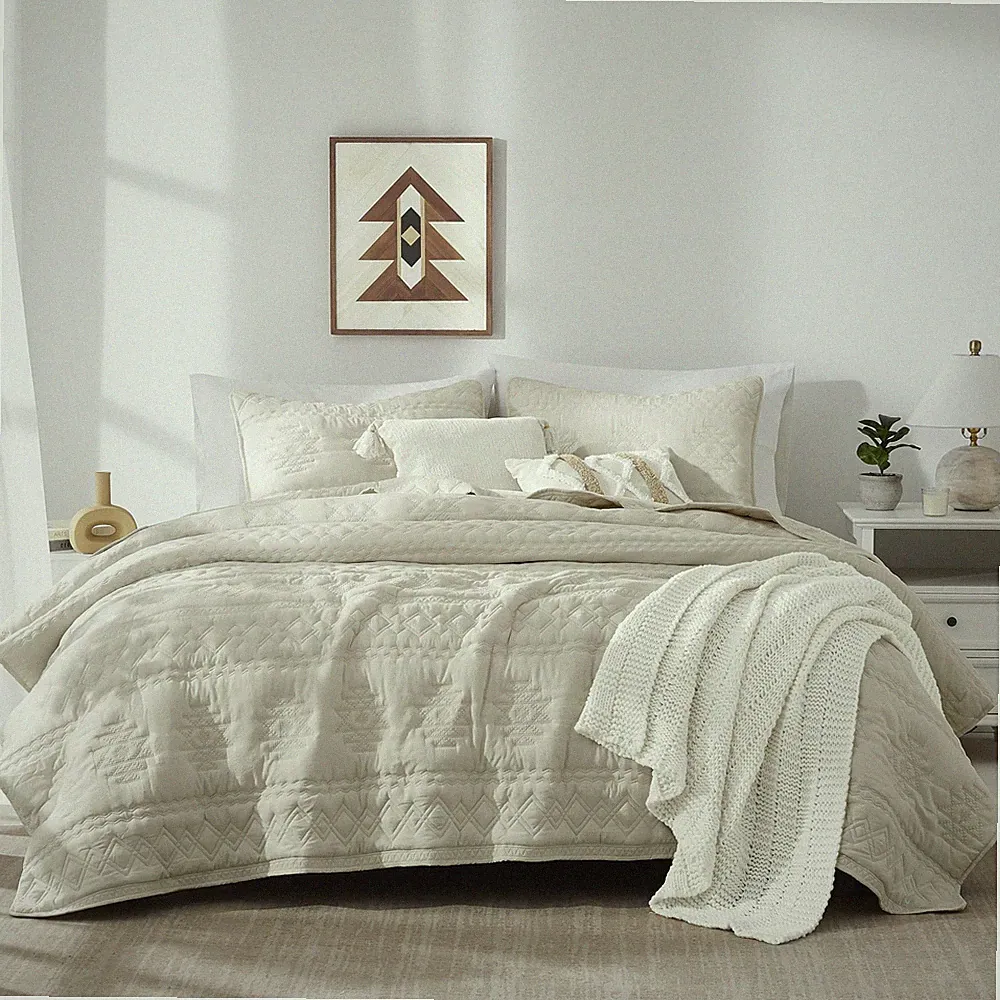 WDCOZY Cal King Quilt Bedding Set 3pc Beige