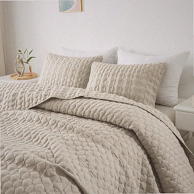 WDCOZY Light Beige Oversized California Cal King Size Quilt Bedding Set with...