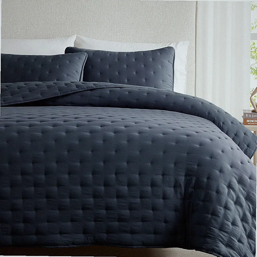 WDCOZY Navy Blue California Cal King Size Quilt Bedding Sets with Pillow Shams