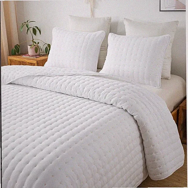 Wdcozy White Queen Size Quilt&Pillow Shams, Lightweight Soft Bedspread Coverlet
